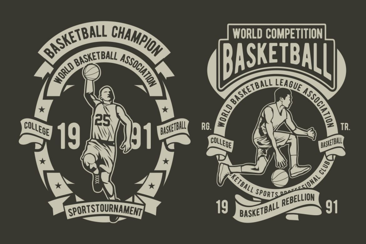 6 Basketball Badges Design Set alternate
