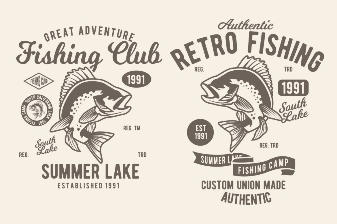 4 Fishing Adventure Badge Design Set alternate