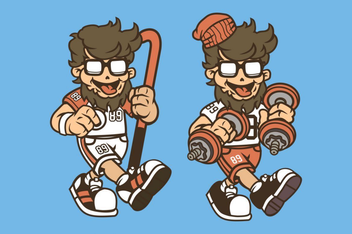 6 Bearded Hipster Cartoon Character alt