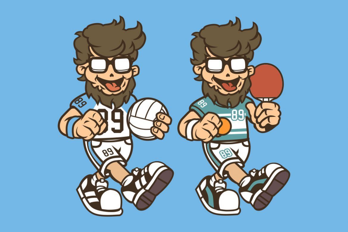 6 Bearded Hipster Cartoon Character - view 3