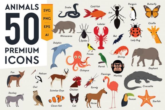 Animals Vector Flat Icons