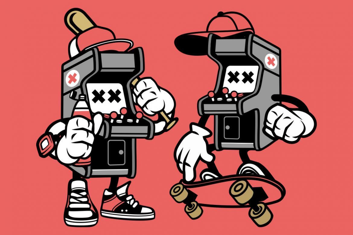 6 Arcade Gamer Cartoon Character alt