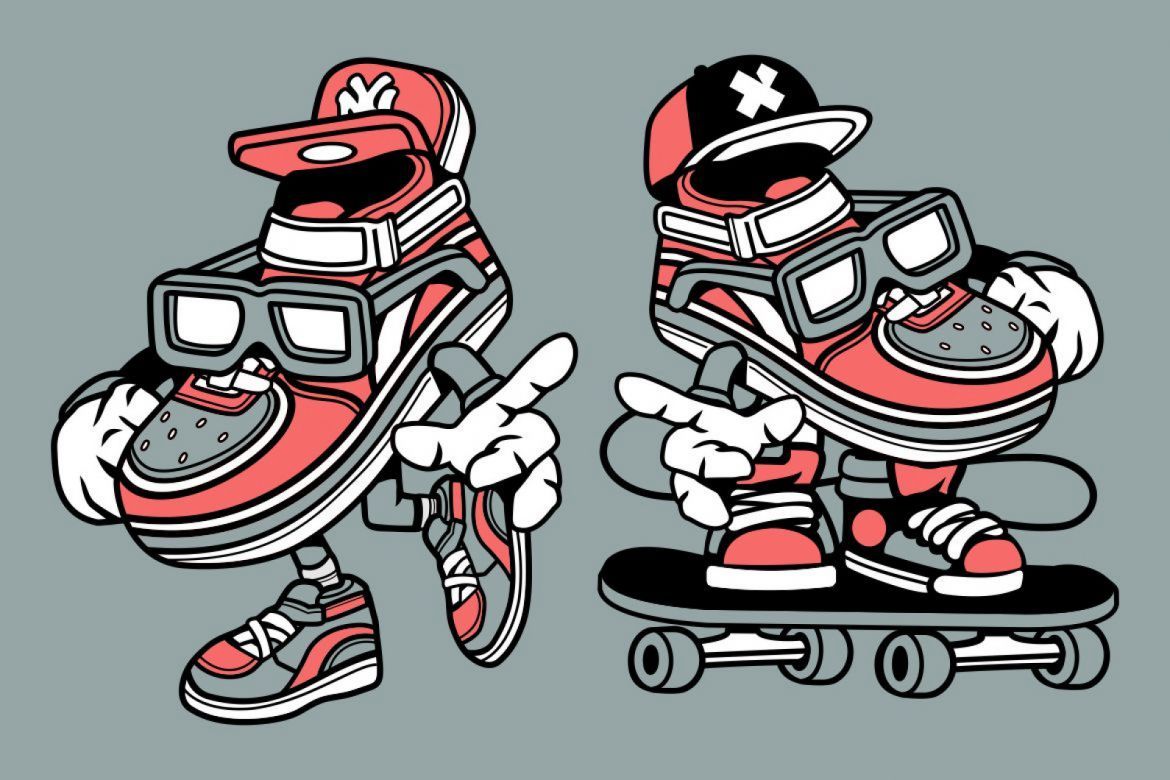 4 Street Shoes Cartoon Character alt