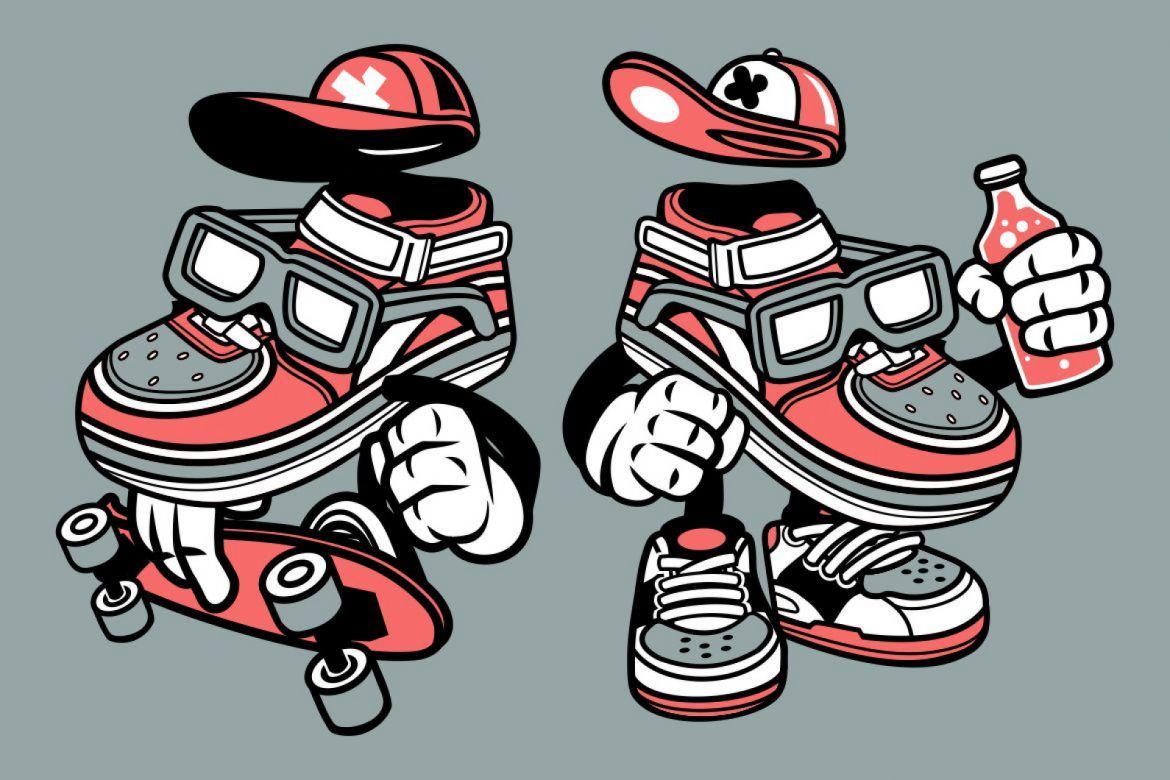 4 Street Shoes Cartoon Character - view 3