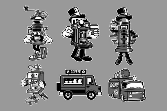 6 Coffee Cartoon Character