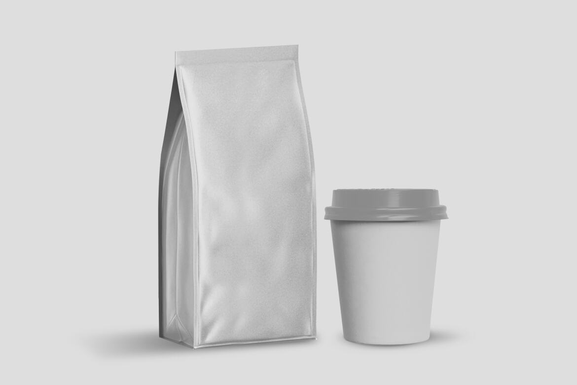 Coffee Cup & Bag Packaging FREE Mockup - view 3