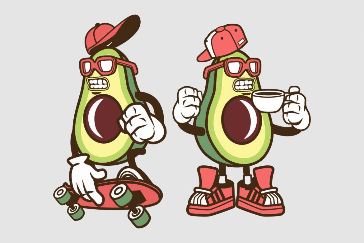 6 Avocado Cartoon Character  alt
