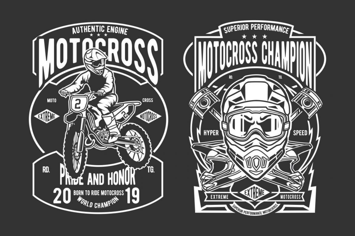 6 Motocross Badges Design Set  alt