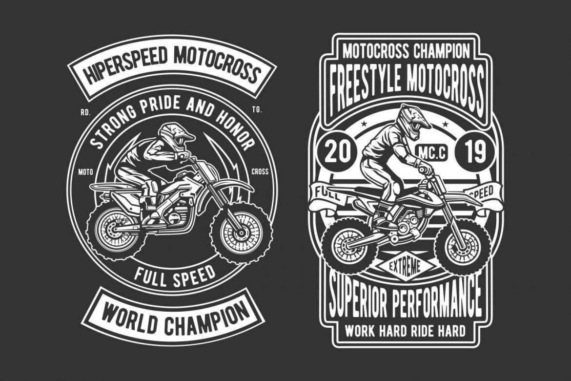 6 Motocross Badges Design Set  - view 3