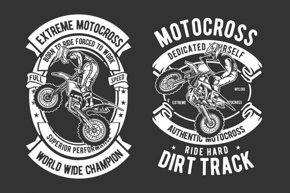 6 Motocross Badges Design Set  - view 4