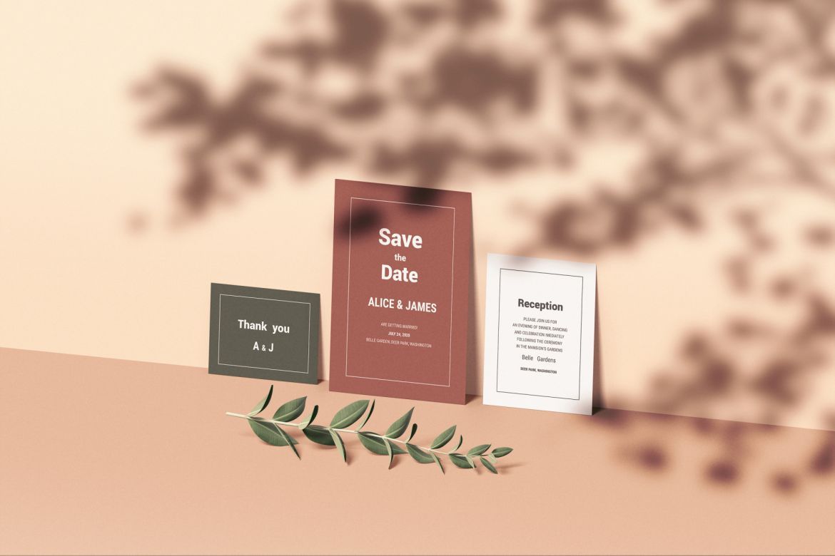 Wedding Invitation Set Mockup alternate