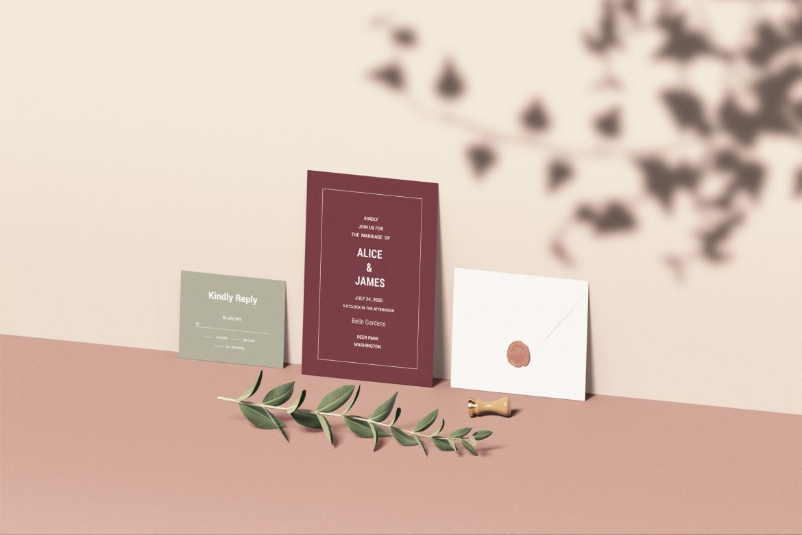 Wedding Invitation Set Mockup - view 5