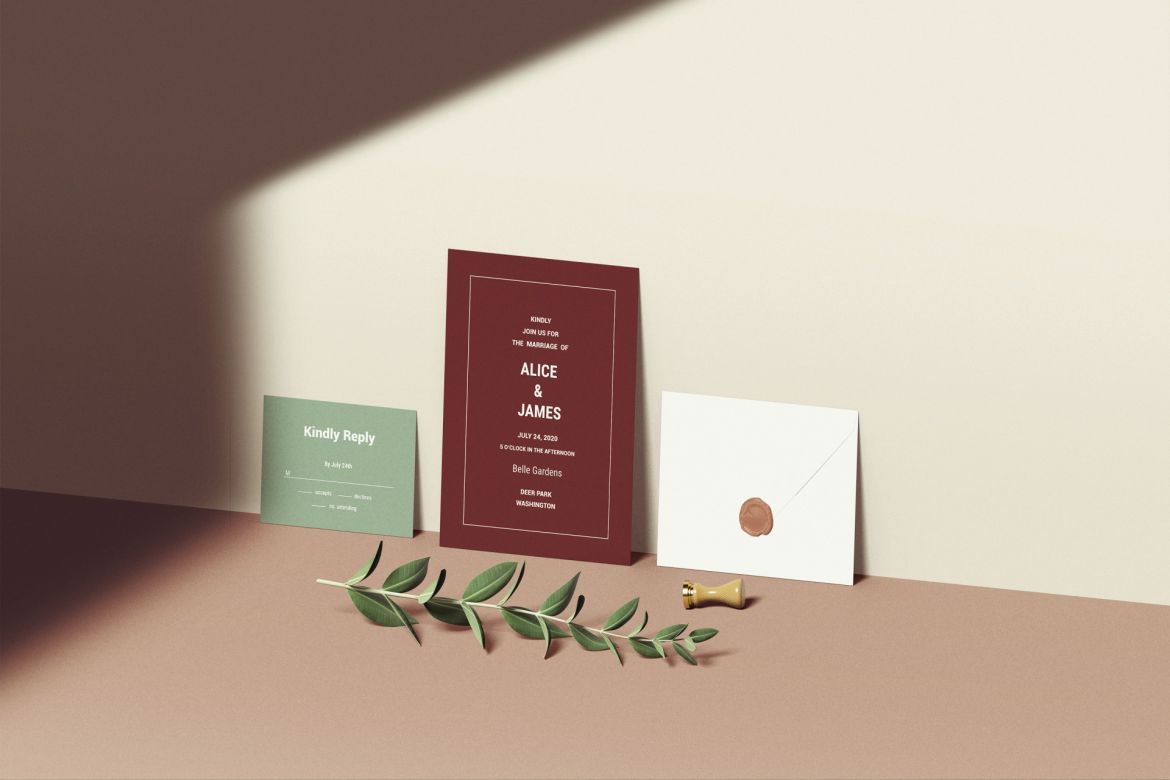 Wedding Invitation Set Mockup - view 6