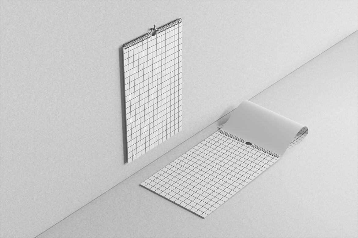 Wire Wall Calendar Isometric FREE Mock-up alternate