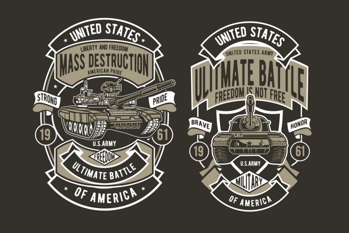 6 War Tank Badge Design Set alternate
