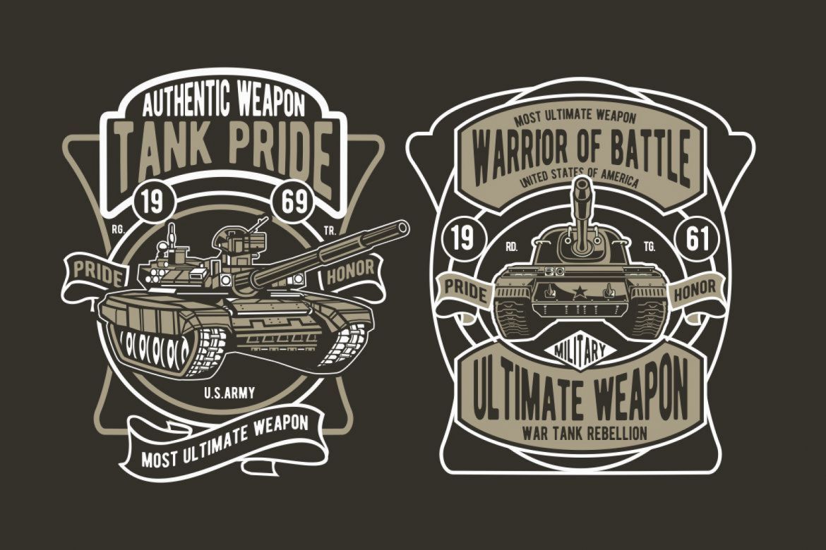 6 War Tank Badge Design Set