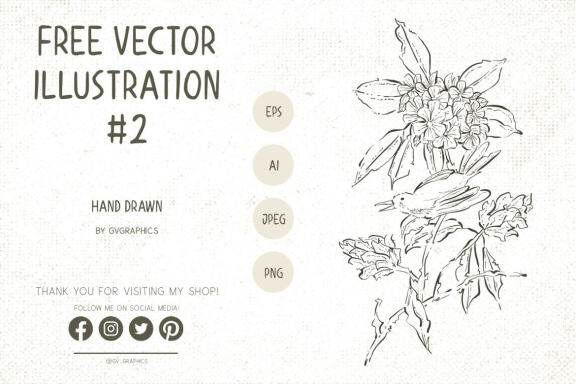 Free Vector Illustration #2 - Spring Bird on a Branch