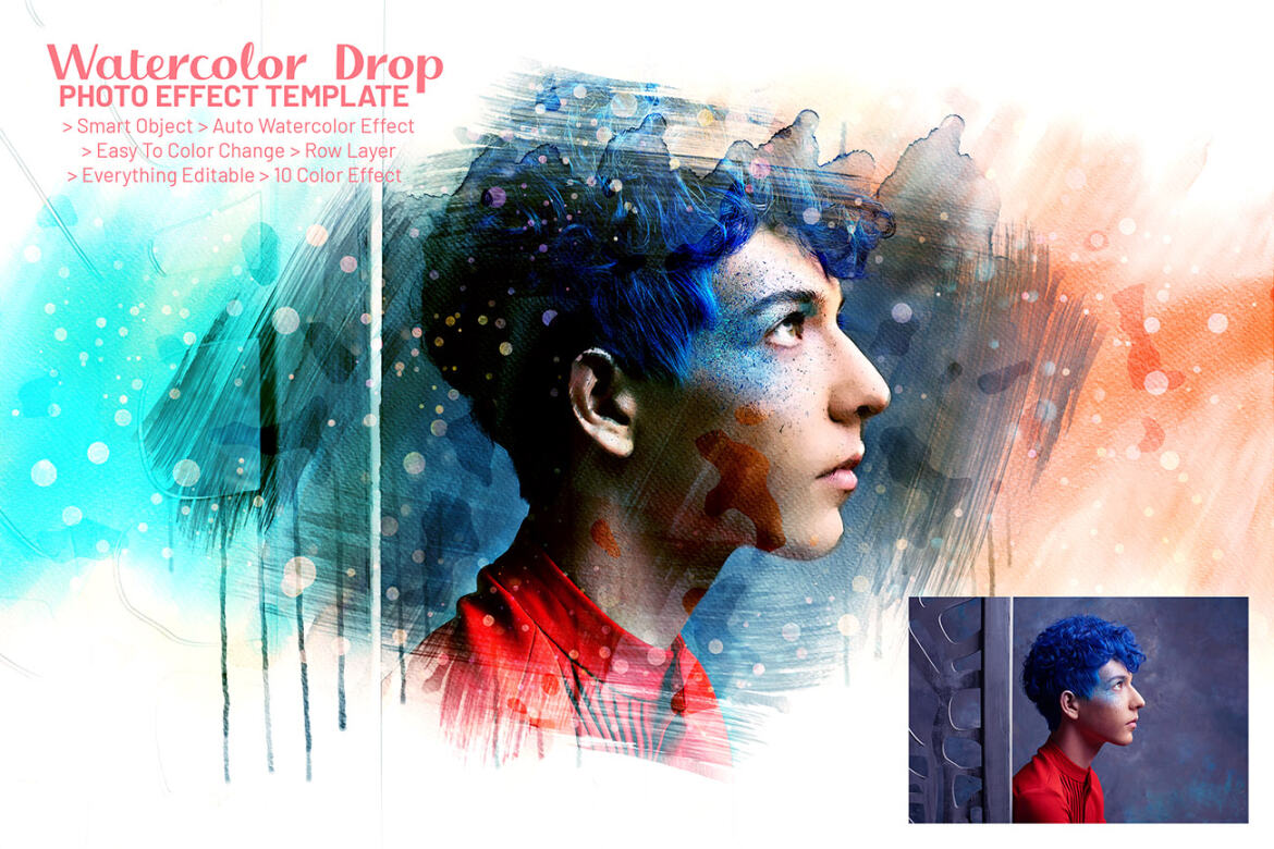 Water Drop Photo Effect FREE Template alternate