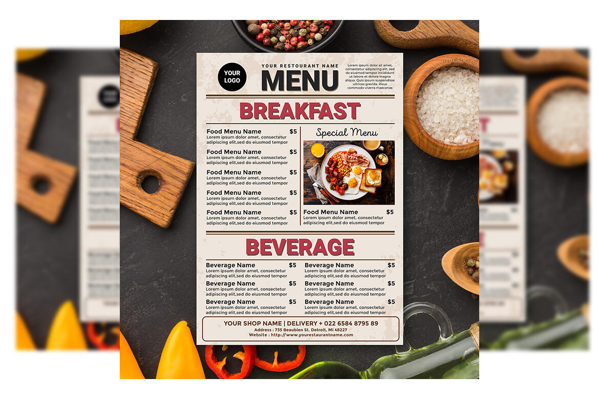 Breakfast Menu FREE Template alternate