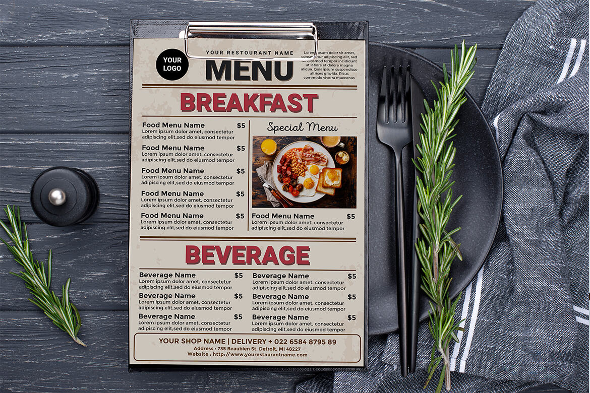 Breakfast Menu FREE Template alternate