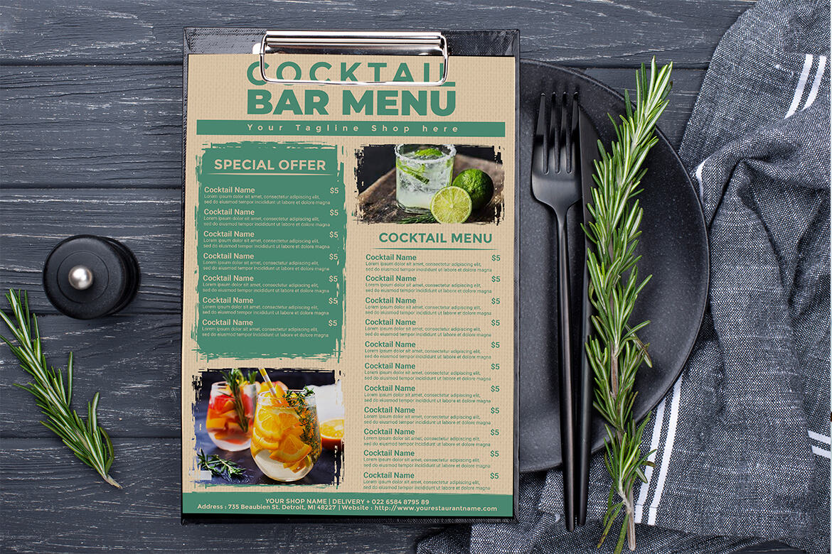 Cocktails Menu - FREE Template alternate