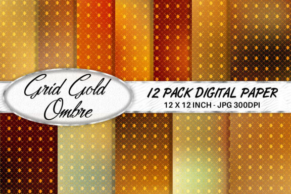 Gold Grid Pattern with Gradient - FREE Digital Papers