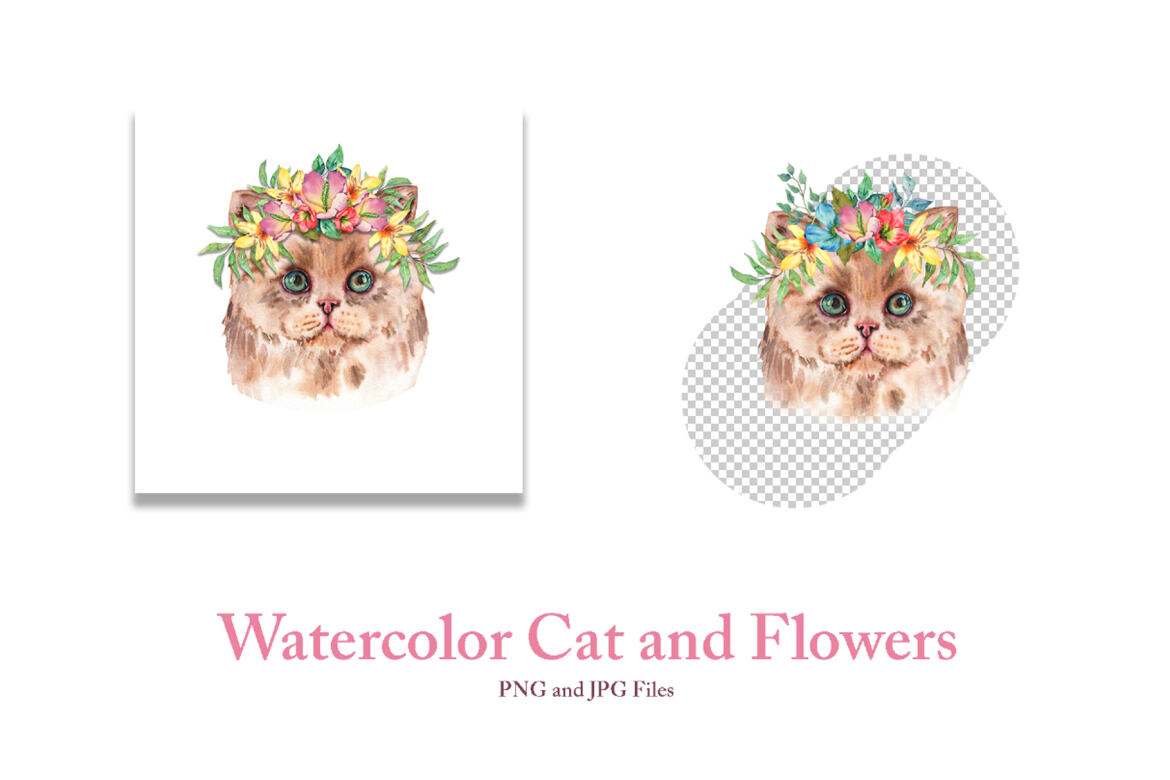 Free Watercolor Summer Cat  alternate