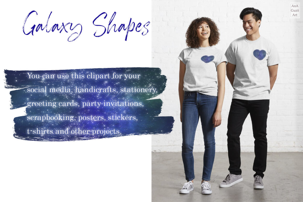 Watercolor Galaxy Shapes FREE Clipart alternate