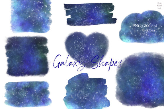 Watercolor Galaxy Shapes FREE Clipart