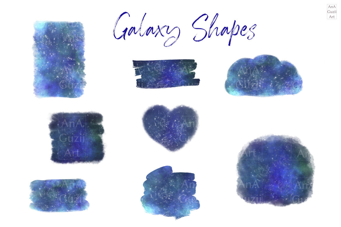 Watercolor Galaxy Shapes FREE Clipart - view 3