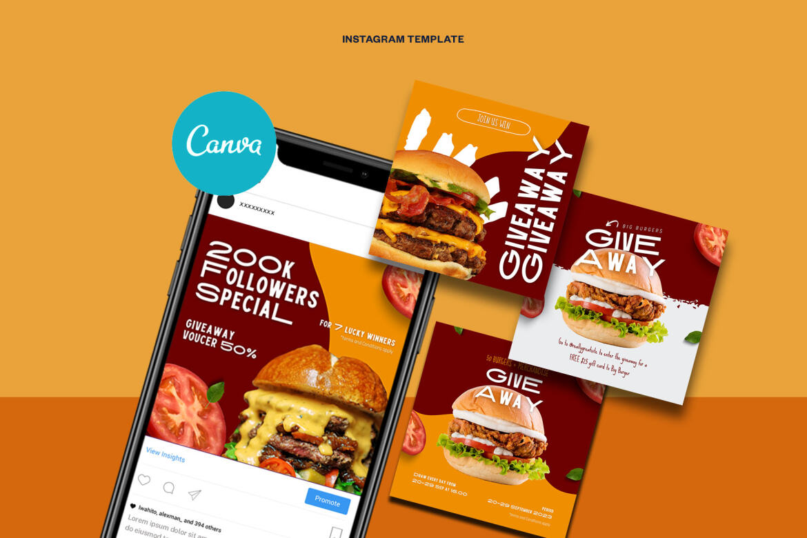 Burger / Food Instagram | Free CANVA Template - view 6