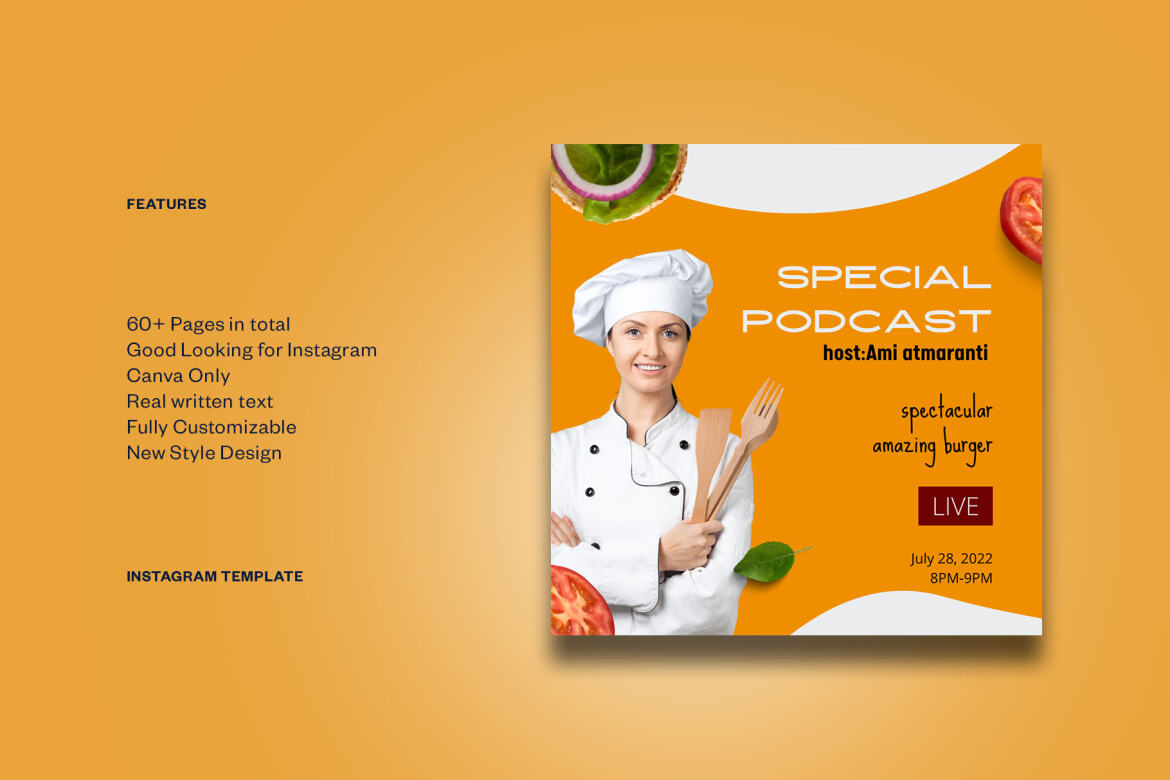 Burger / Food Instagram | Free CANVA Template alt