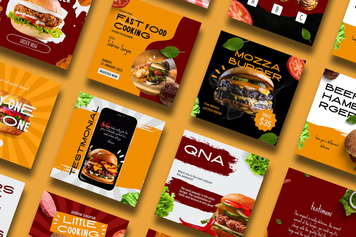 Burger / Food Instagram | Free CANVA Template - view 3