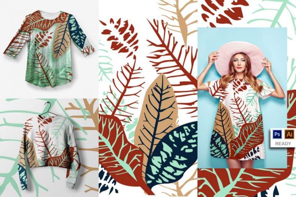 Tropical Monstera Leaves Vector