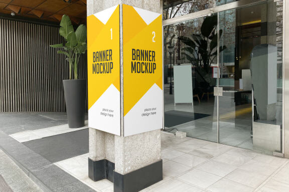 Banner Advertising on Cement Pole FREE Mockup