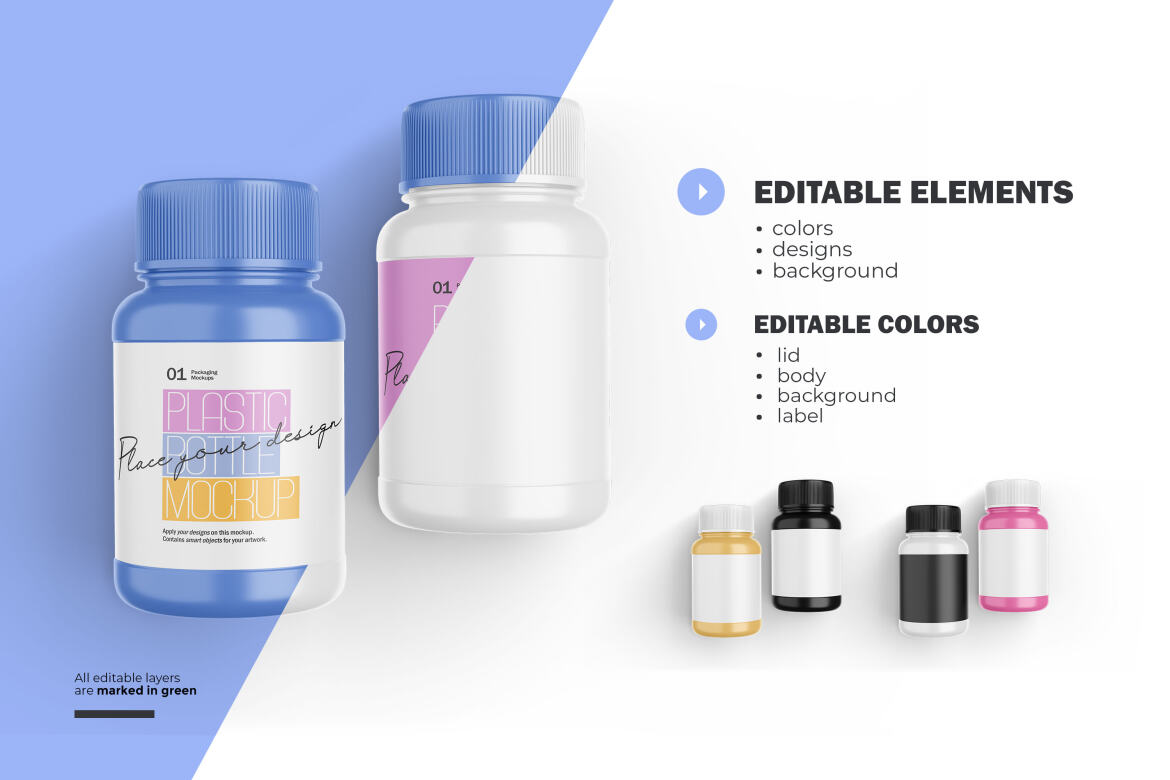 Plastic Container - Pills Bottle - Free PSD Mockup - view 3