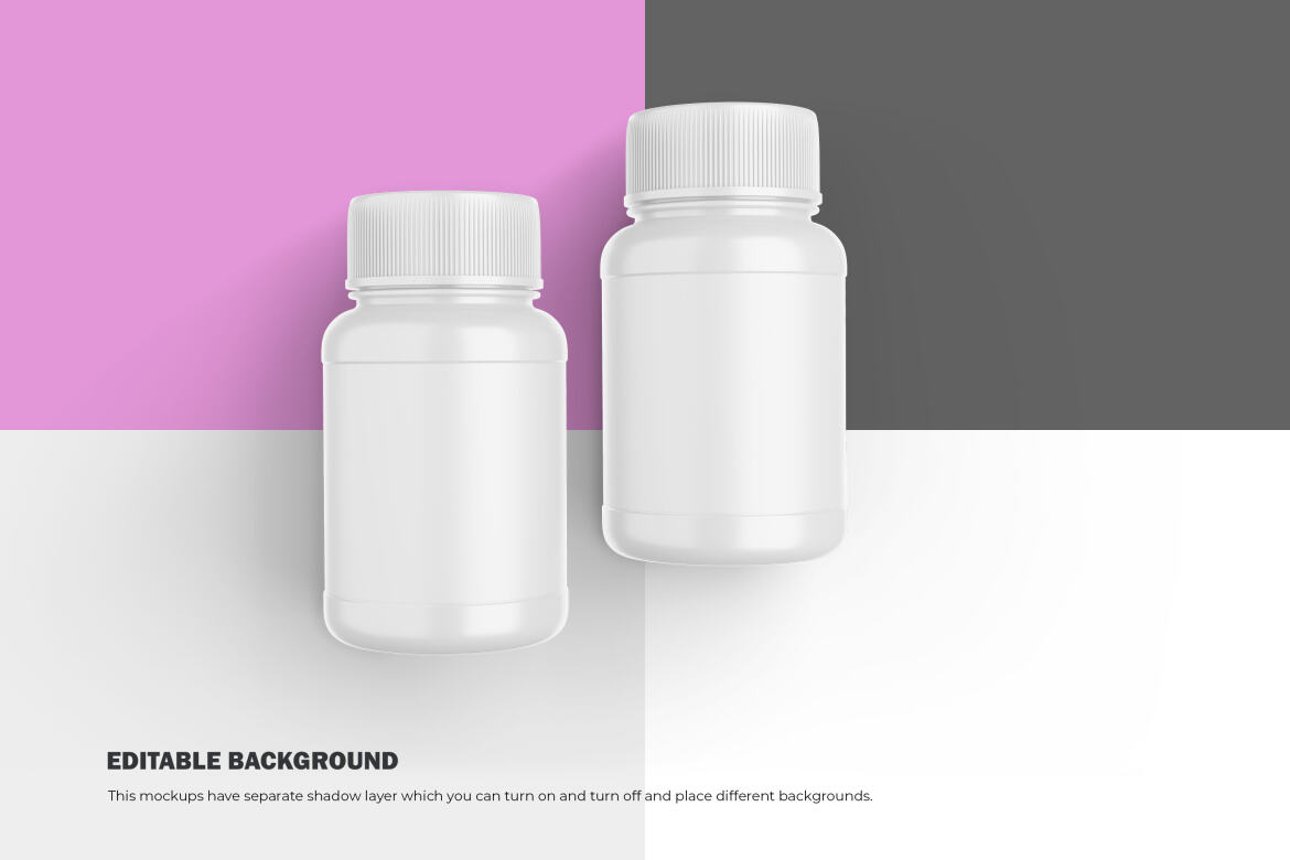 Plastic Container - Pills Bottle - Free PSD Mockup - view 6