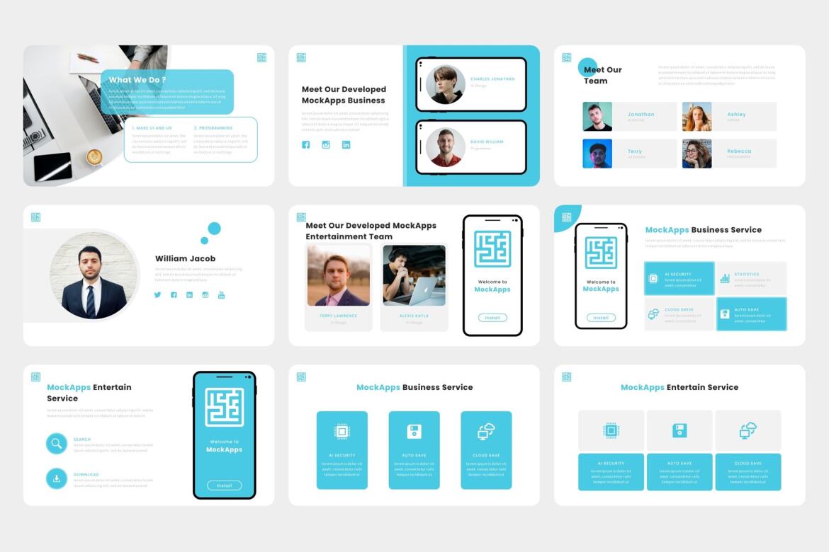 MockApps - FREE Mobile App & SAAS Keynote Template - view 3