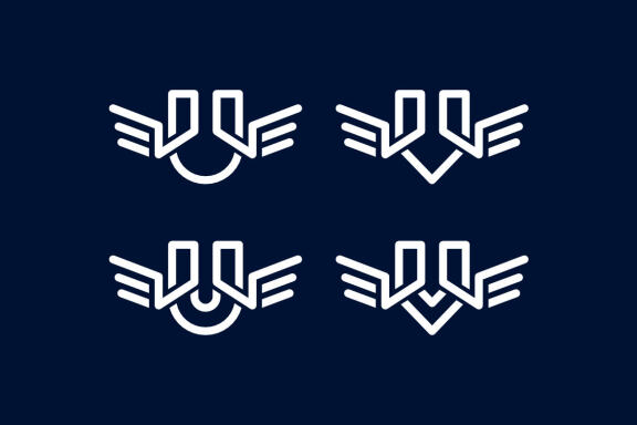 Wing & U V Monogram - Free Logo Shapes