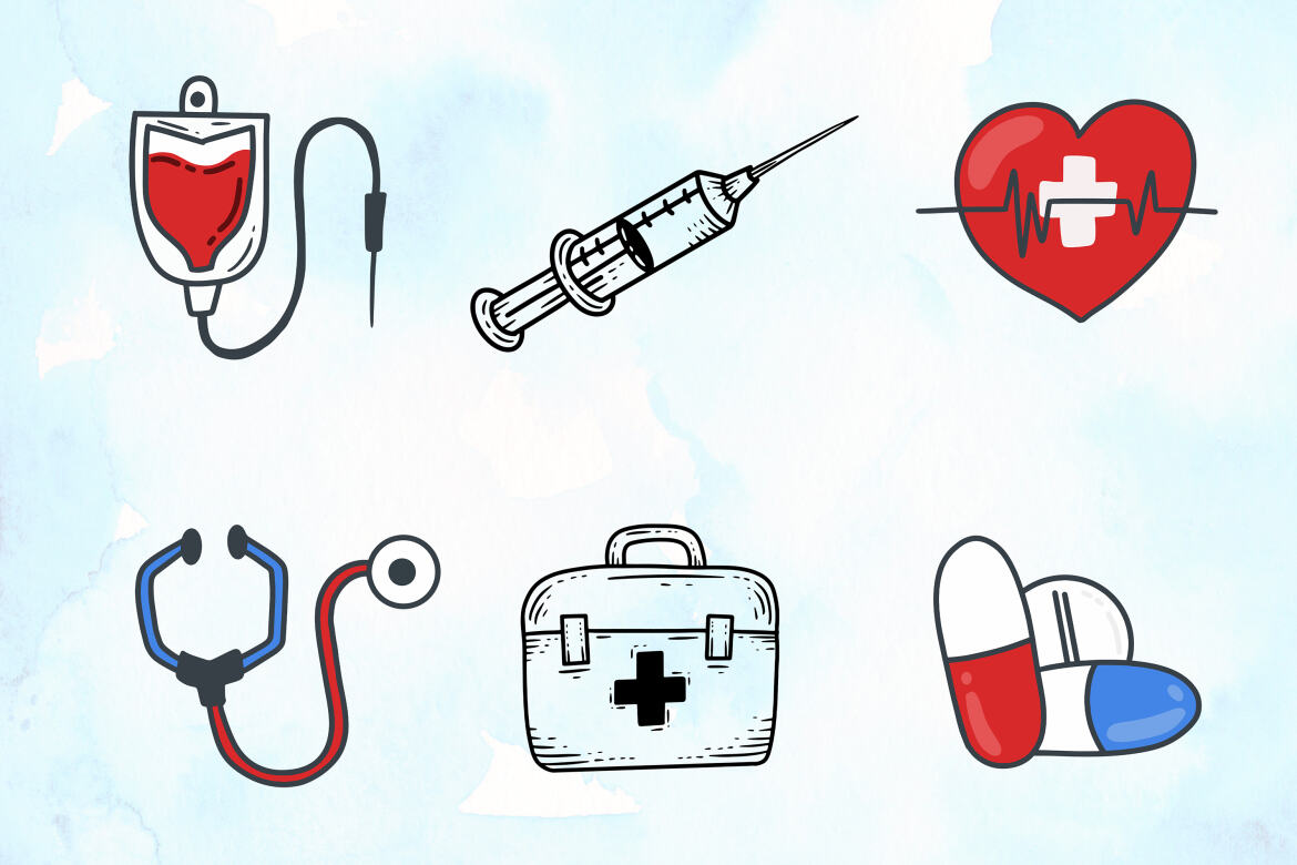 36 FREE Medical Doodle Clipart Set - view 5