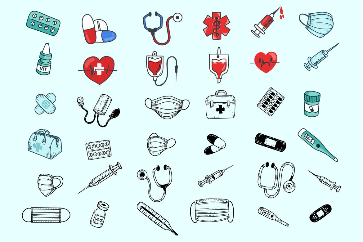 36 FREE Medical Doodle Clipart Set - view 7