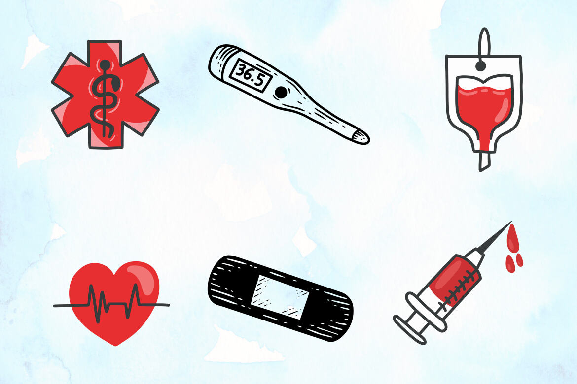 36 FREE Medical Doodle Clipart Set - view 4