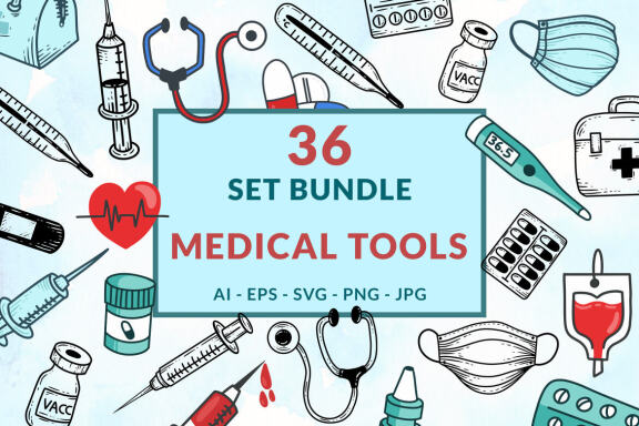 36 FREE Medical Doodle Clipart Set
