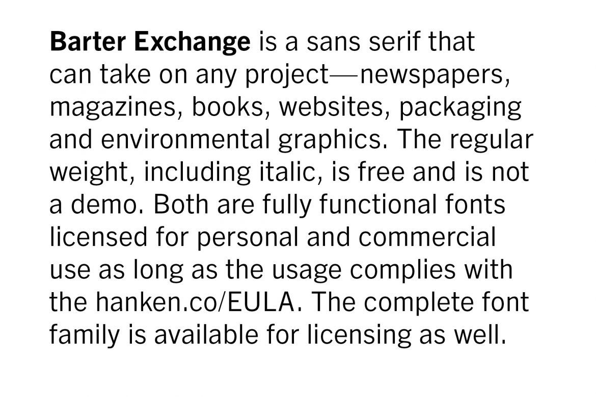 Barter Exchange Typeface alternate