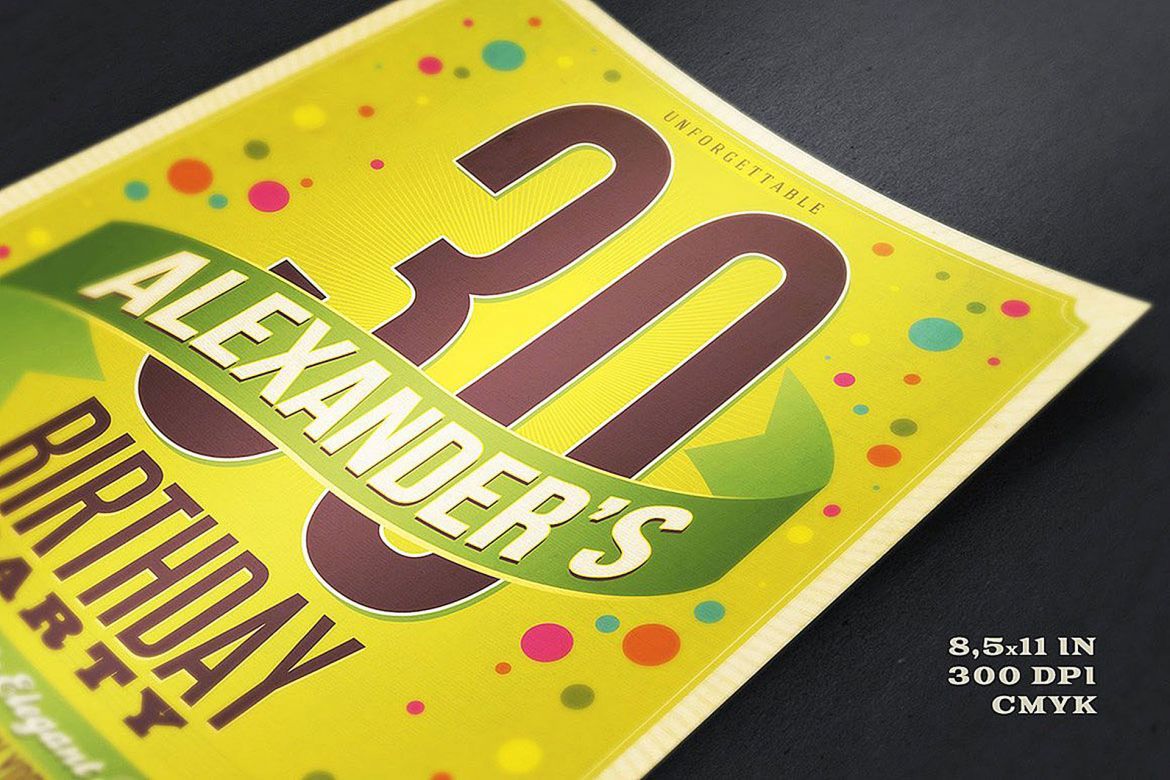 Retro Birthday Flyer Poster Template alternate