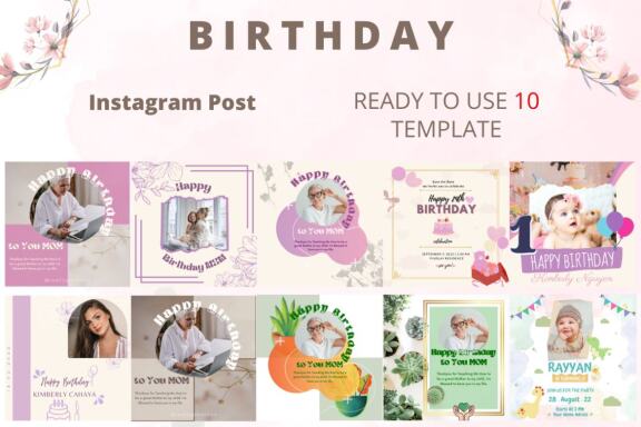 Happy Birthday FREE Instagram Post Templates