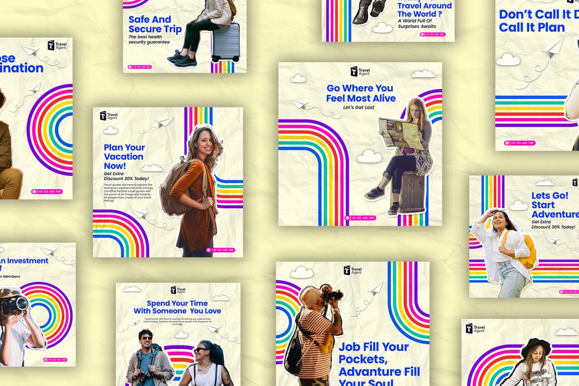 Garland travel agency - FREE instagram template - view 4