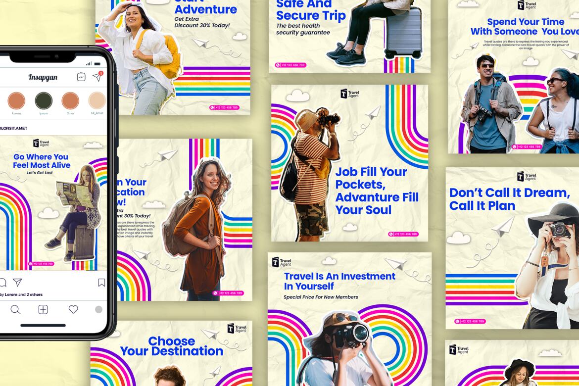 Garland travel agency - FREE instagram template - view 5