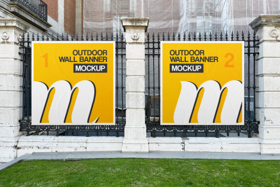 Free Outdoor Wall Banner Mockup