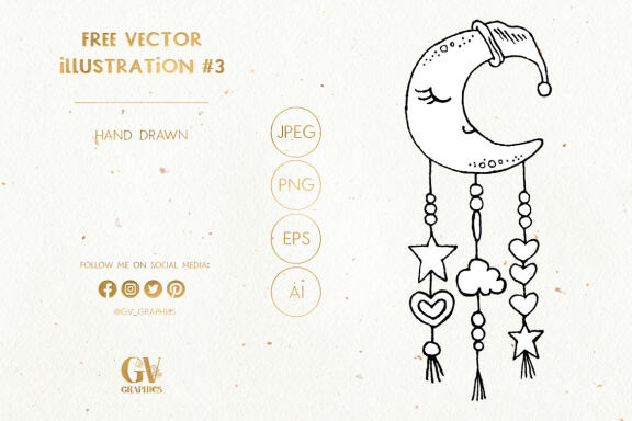 Free Vector Illustration #3 - Sleeping Moon